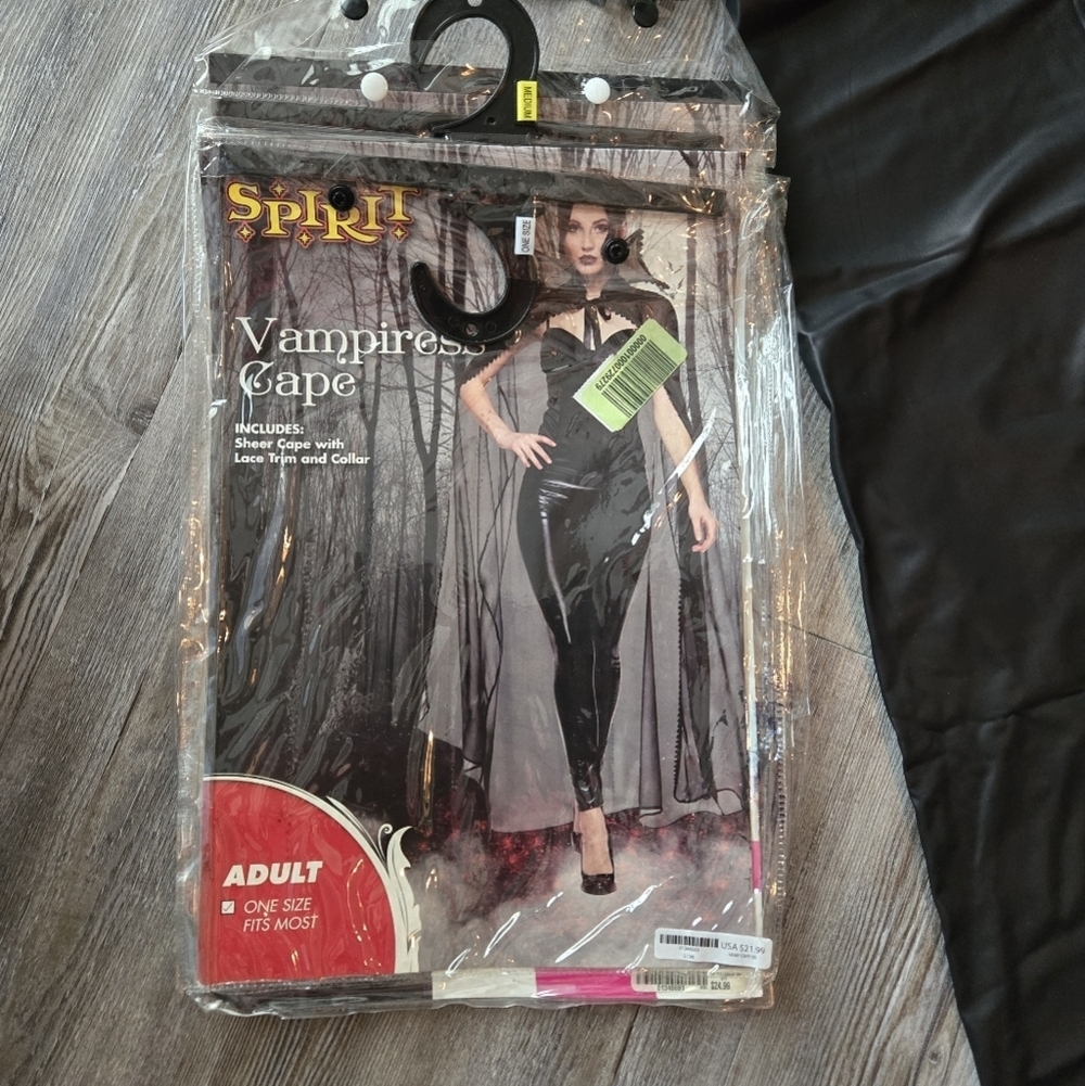 Womens Black Vampire Costume with Cape Medium